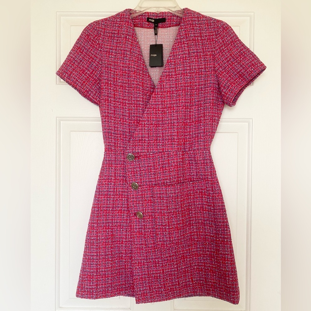 MAJE Tweed Wrap Dress - Picture 3 of 11